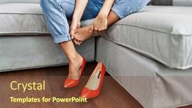  Presentation with pain - Presentation theme with young-blonde-woman-with-pain background and a tawny brown colored foreground