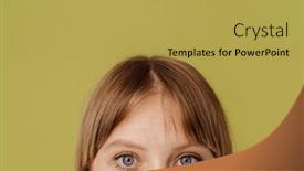  Presentation with green - Slide deck having young-blonde-woman-with-pigtails and a yellow colored foreground