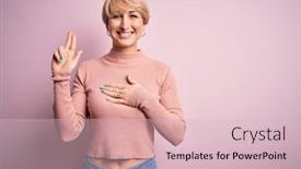  Presentation with hair - Cool new PPT layouts with young-blonde-woman-with-short backdrop and a lemonade colored foreground