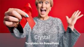  Presentation with hiv aids - Presentation design consisting of young-blonde-woman-with-short background and a gray colored foreground