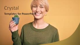  Presentation with succulent - Presentation consisting of young-blonde-woman-with-short background and a coral colored foreground