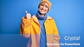  Presentation with weather - Slides having young-blonde-woman-with-short background and a teal colored foreground