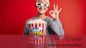 Presentation with movie popcorn - Theme with young-blonde-woman-with-short background and a red colored foreground