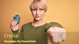  Presentation with succulent - Cool new slide deck with young-blonde-woman-with-short backdrop and a tawny brown colored foreground