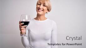  Presentation with drinking glass - Beautiful theme featuring young-blonde-woman-with-short backdrop and a light gray colored foreground