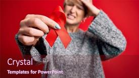  Presentation with red ribbon hiv - Presentation featuring young-blonde-woman-with-short background and a wine colored foreground