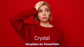  Presentation with upwards - PPT theme with young-blonde-woman-with-short background and a  colored foreground