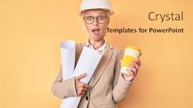  Presentation with tattoo - Cool new PPT theme with young-blonde-woman-with-tattoo backdrop and a yellow colored foreground