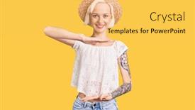  Presentation with tattoo - Audience pleasing slide set consisting of young-blonde-woman-with-tattoo backdrop and a yellow colored foreground