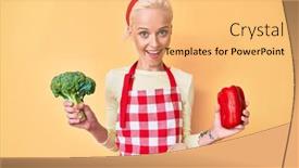  Presentation with young woman wearing boxer gloves - PPT theme featuring young-blonde-woman-with-tattoo background and a yellow colored foreground