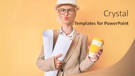  Presentation with paper making - Slide set consisting of young-blonde-woman-with-tattoo background and a yellow colored foreground