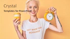  Presentation with tattoo - Slide deck having young-blonde-woman-with-tattoo background and a yellow colored foreground