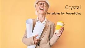  Presentation with tattoo - Audience pleasing slide set consisting of young-blonde-woman-with-tattoo backdrop and a yellow colored foreground