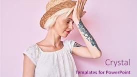  Presentation with tattoo - Slides enhanced with young-blonde-woman-with-tattoo background and a lemonade colored foreground