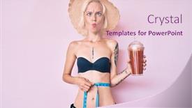  Presentation with smoothie making - Presentation design enhanced with young-blonde-woman-with-tattoo background and a lemonade colored foreground