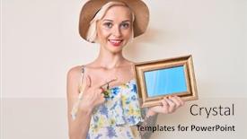  Presentation with tattoo - Amazing slides having young-blonde-woman-with-tattoo backdrop and a soft green colored foreground