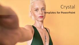  Presentation with tattoo - PPT layouts with young-blonde-woman-with-tattoo background and a coral colored foreground