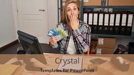  Presentation with chilean - Slides consisting of young-blonde-woman-working background and a coral colored foreground