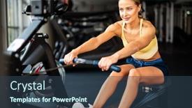  Presentation with rowing - PPT layouts with young-blonde-woman-working background and a ocean colored foreground