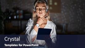  Presentation with sore throat - Slide deck consisting of young-blonde-woman-working background and a navy blue colored foreground