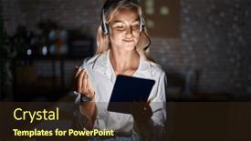  Presentation with salary - Presentation consisting of young-blonde-woman-working background and a wine colored foreground