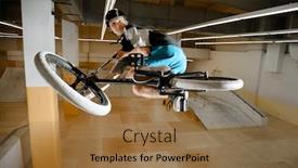  Presentation with active lifestyle - Slides having young-bmx-rider-doing-extreme background and a coral colored foreground