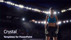  Presentation with boxer - Presentation theme with young boxer woman at ring mixed media background and a wine colored foreground