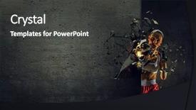  Presentation with boxer - Slide set with young boxer woman mixed media background and a dark gray colored foreground