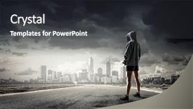  Presentation with boxer - Cool new theme with city night 3d - young boxer woman outdoor mixed backdrop and a wine colored foreground