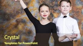  Presentation with young children - PPT layouts having young boy and girl are background and a tawny brown colored foreground