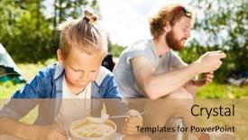  Presentation with oat - PPT layouts with young boy and his father background and a coral colored foreground