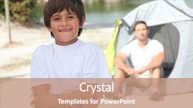  Presentation with camping - Audience pleasing slide set consisting of young boy camping with his dad backdrop and a coral colored foreground