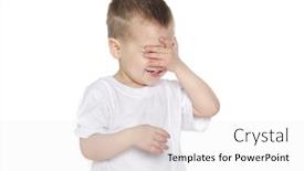  Presentation with eyes - Amazing PPT layouts having young-boy-closing-hid-eyes backdrop and a white colored foreground