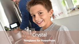  Presentation with benefits of drinking water - Slide set featuring young boy drinking fresh water background and a coral colored foreground
