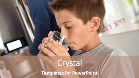  Presentation with drinking water - Cool new PPT theme with young boy drinking fresh water backdrop and a coral colored foreground
