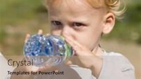  Presentation with drinking water - Slide set with young-boy-drinking-water background and a coral colored foreground