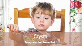  Presentation with breakfast cereal - Presentation theme featuring young boy eating breakfast cereal background and a coral colored foreground