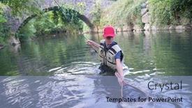  Presentation with trout - Beautiful slide deck featuring young-boy-fly-fishing-catching backdrop and a light blue colored foreground