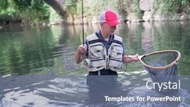  Presentation with water river - Audience pleasing slide set consisting of young-boy-fly-fishing-catching backdrop and a ocean colored foreground