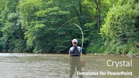  Presentation with water river - Presentation design with young-boy-fly-fishing background and a gray colored foreground