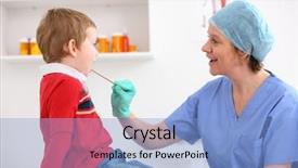  Presentation with medical evaluation of 5 years old boy - Beautiful slides featuring young boy getting medical checkup backdrop and a  colored foreground