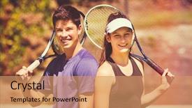  Presentation with hipster girl playing tetris game - Cool new PPT theme with young boy girl couple playing backdrop and a coral colored foreground