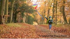  Presentation with fun - Presentation theme with young-boy-having-fun-running background and a coral colored foreground