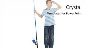  Presentation with fishing - Beautiful theme featuring young boy holding fishing rod backdrop and a  colored foreground