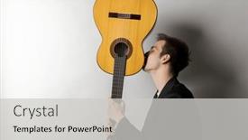  Presentation with guitar - Slides having young-boy-holds-his-guitar background and a  colored foreground