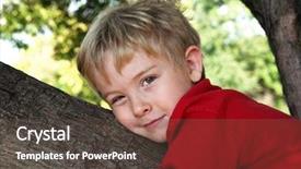  Presentation with tree and child - Beautiful PPT theme featuring young boy hugging a tree backdrop and a dark gray colored foreground