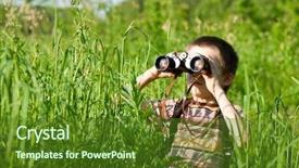  Presentation with boy scout - Slides having young boy in a field background and a tawny brown colored foreground