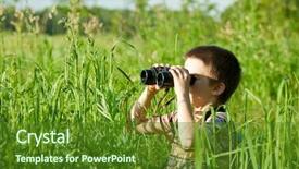  Presentation with boy scout - Presentation with young boy in a field background and a tawny brown colored foreground