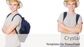  Presentation with cork - Amazing presentation theme having young boy in cork helmet with backpack backdrop and a white colored foreground