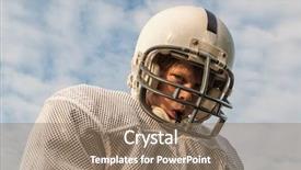  Presentation with football - Presentation design enhanced with young boy in football helmet background and a coral colored foreground